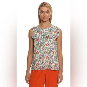 Brooks Brothers garden print ruffle tank , sz : 6